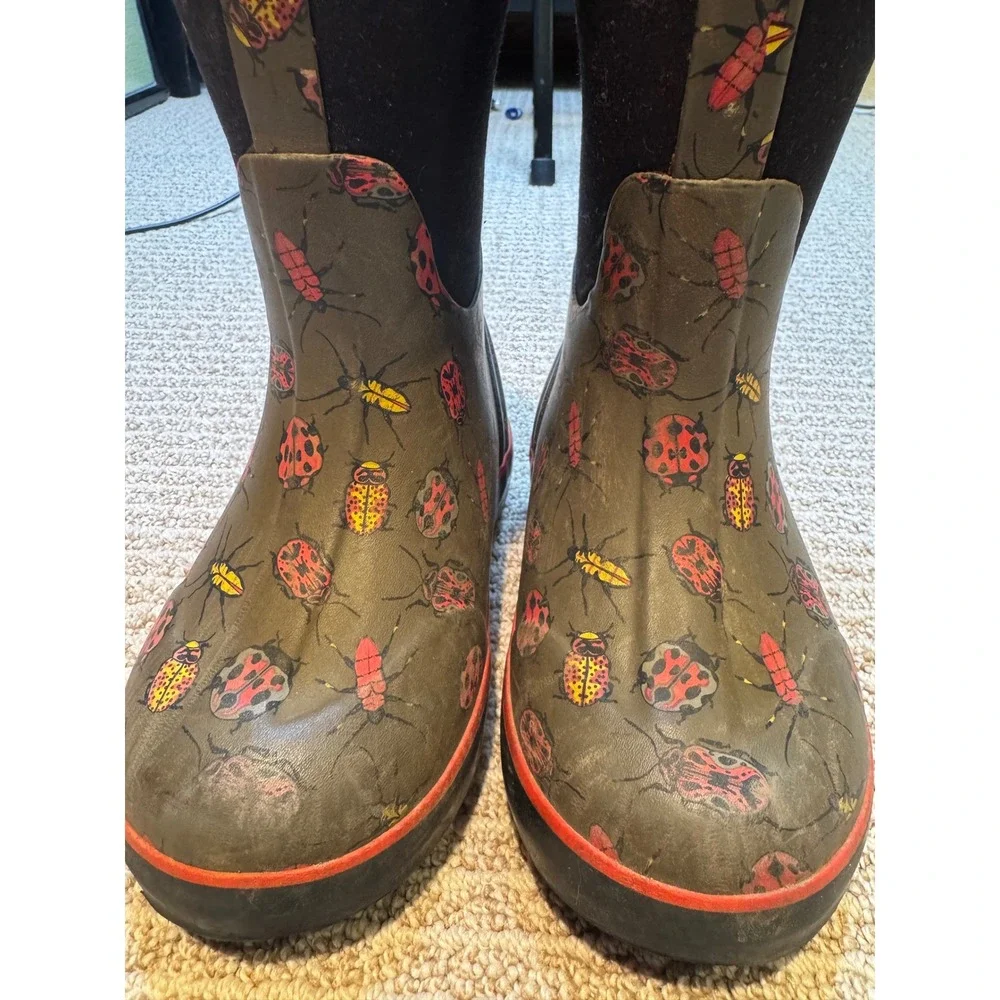Bogs Classic II Bugs Kids Rain Boots Olive Green‎ Ladybug Beetle 72904 Size 11